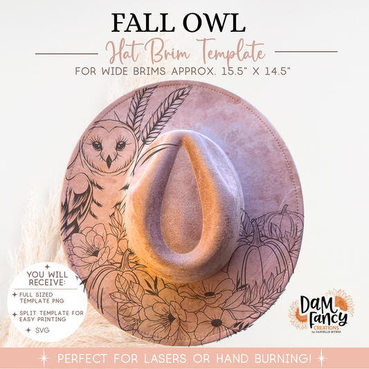 Fall Owl Wide Brim Hat template