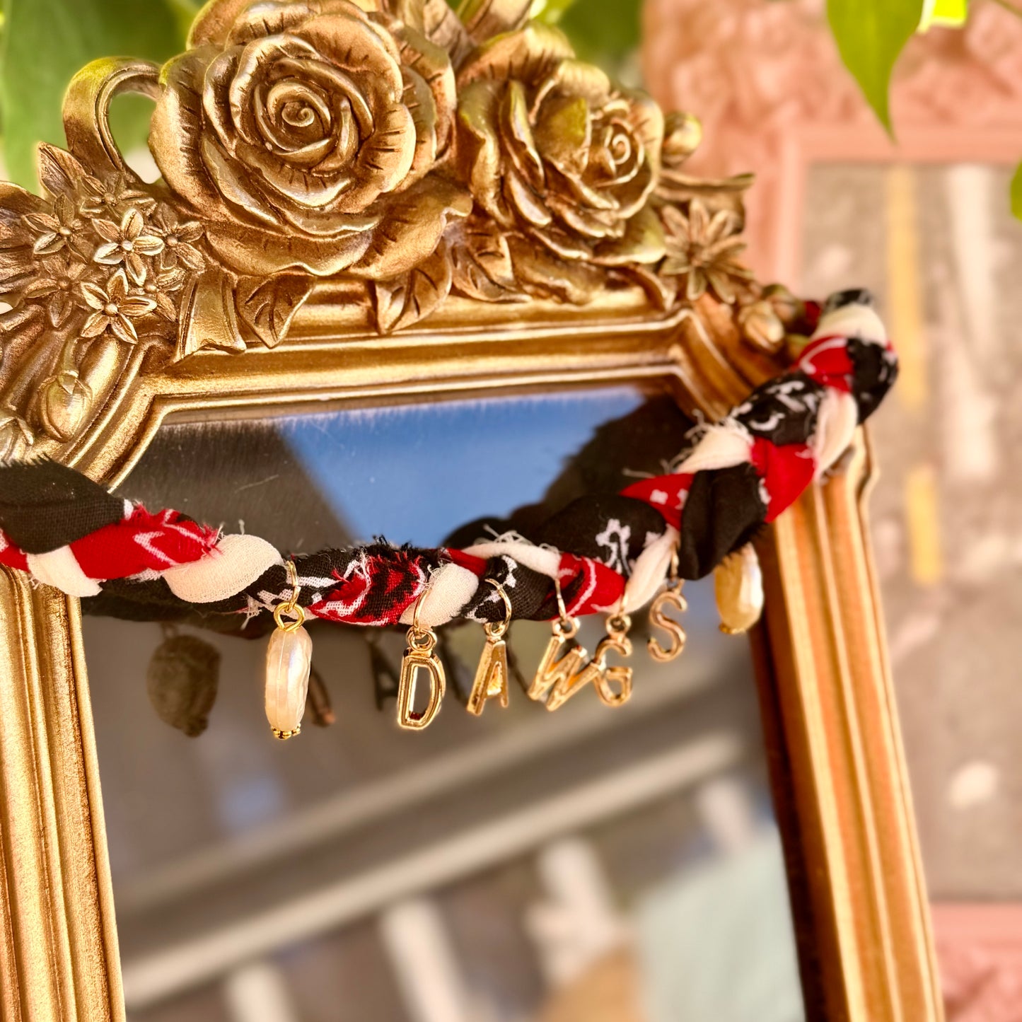 Braided Pearl DAWGS Bandana Necklace