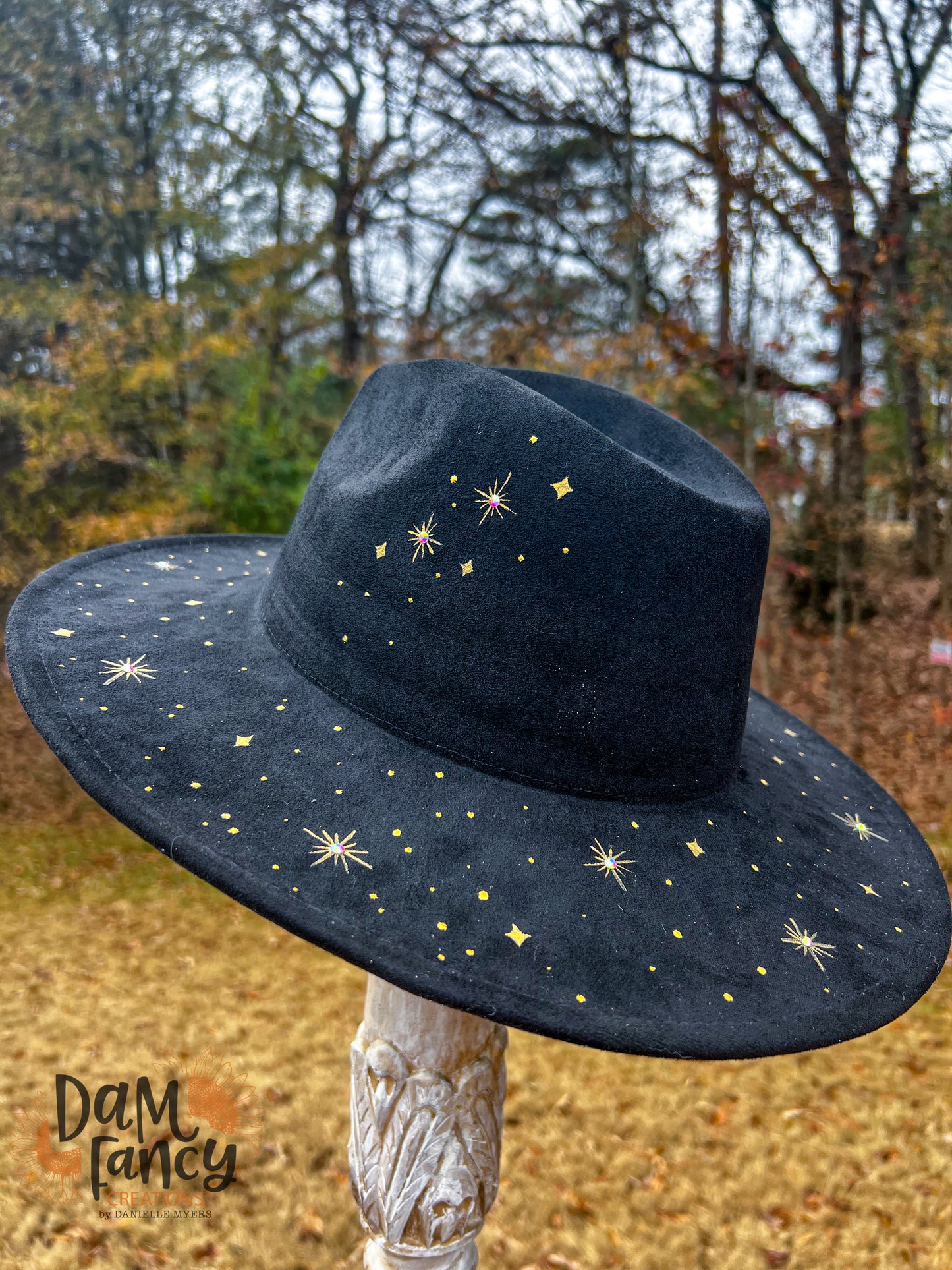 Black- Starry Night Wide Brim Hat