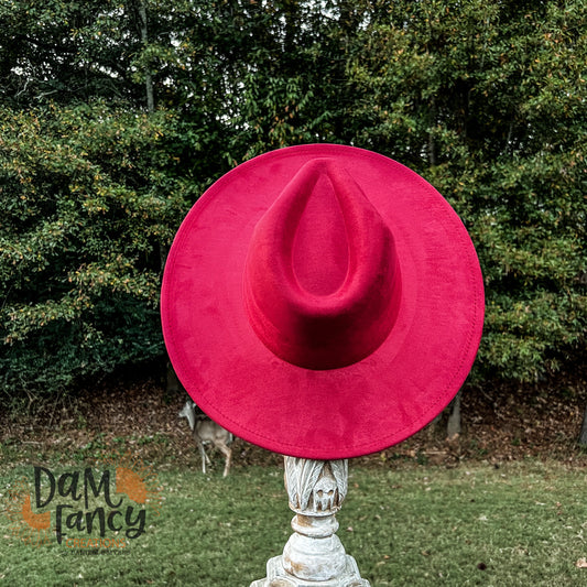 Maroon/ Vintage Red Wide Brim Polyester Hat