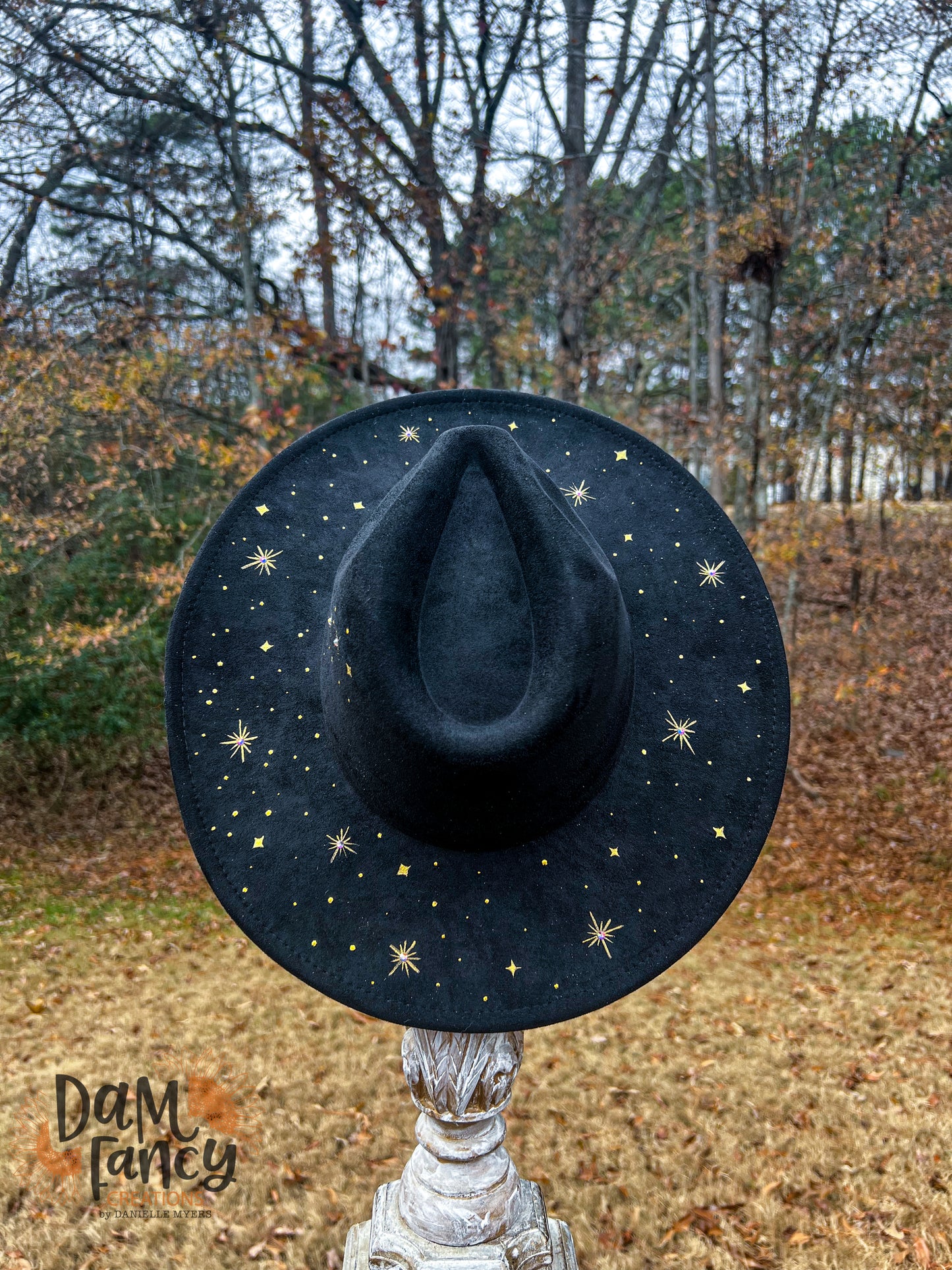 Black- Starry Night Wide Brim Hat