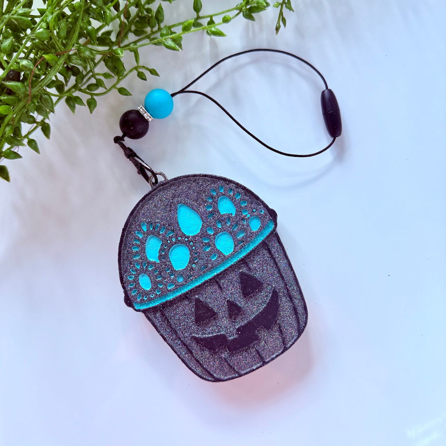 Turquoise Halloween Pail  Car Freshie