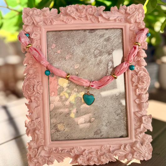 Knotted Pink and Turquoise Bandana Necklace