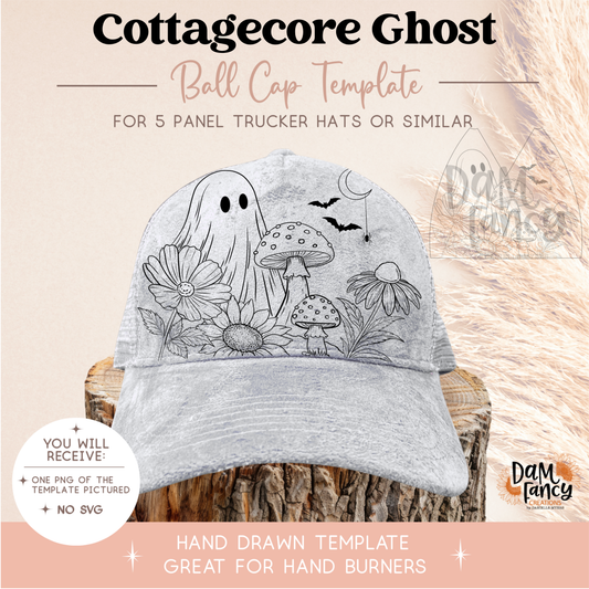 Cottagecore Ghost Trucker Hat Template