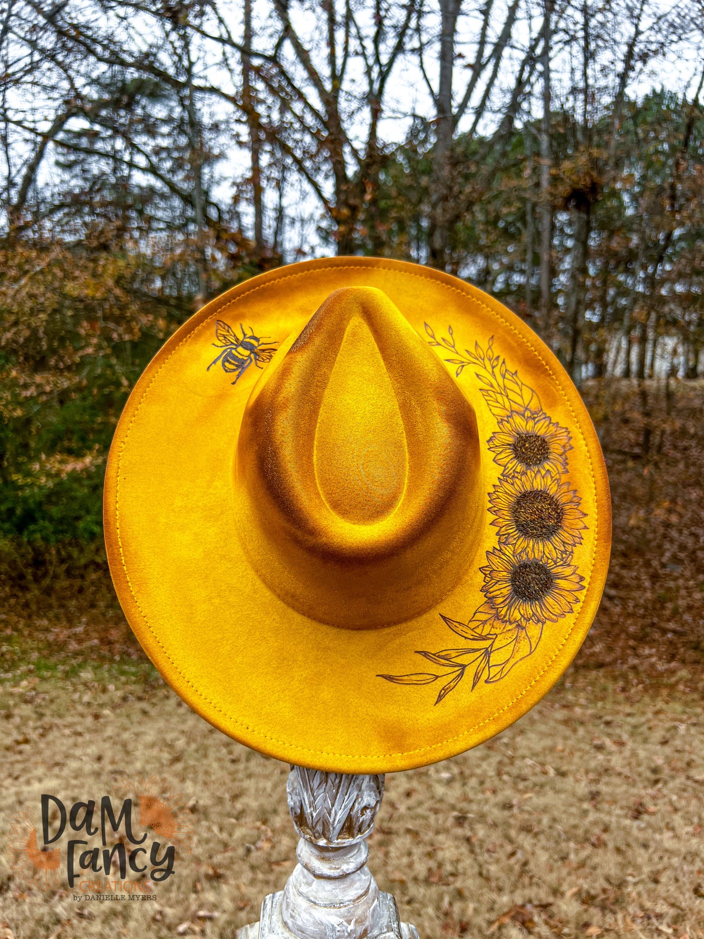 Mustard Yellow Sunflower Wide Brim Hat