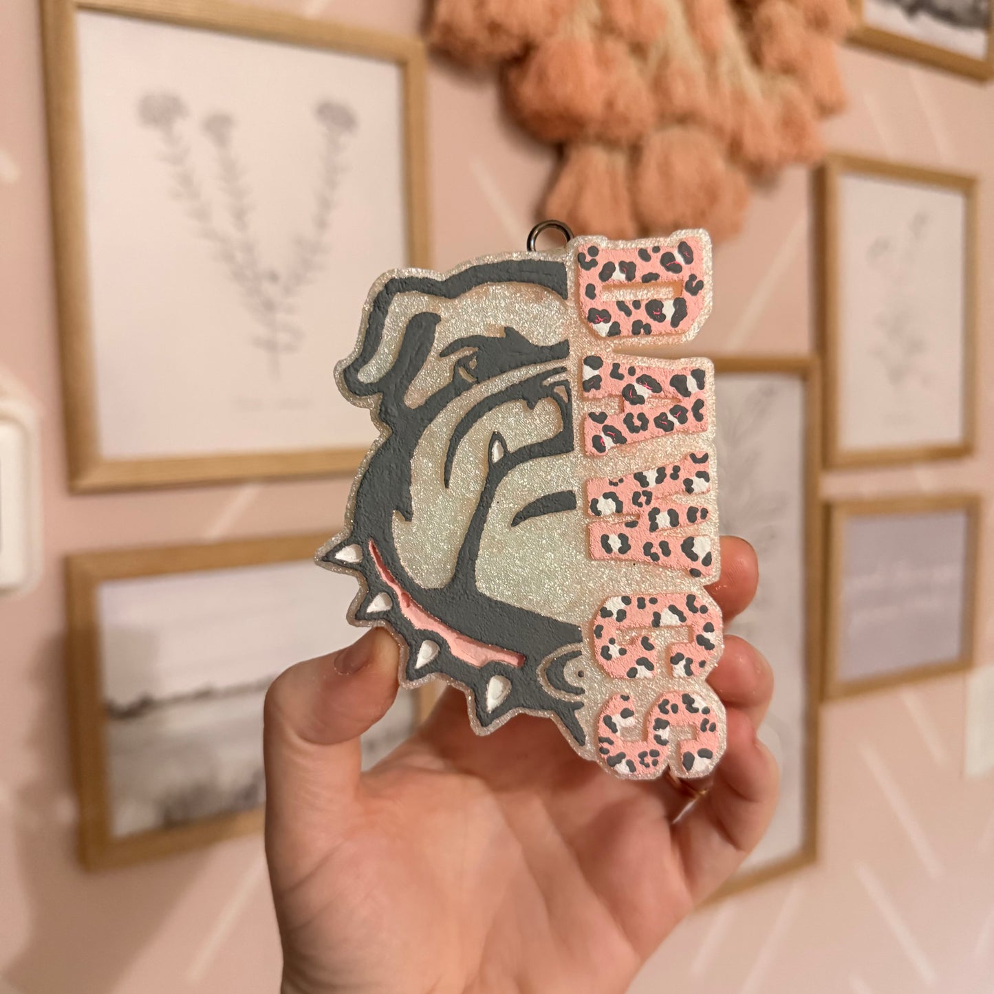 Split pink DAWGS Car Freshie