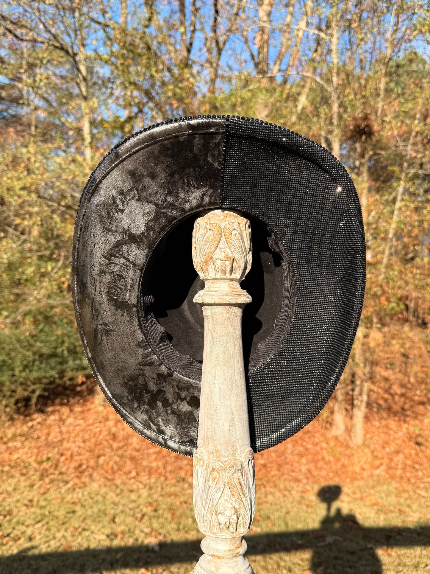 Rhinestone with silver floral foil tear drop cowgirl hat