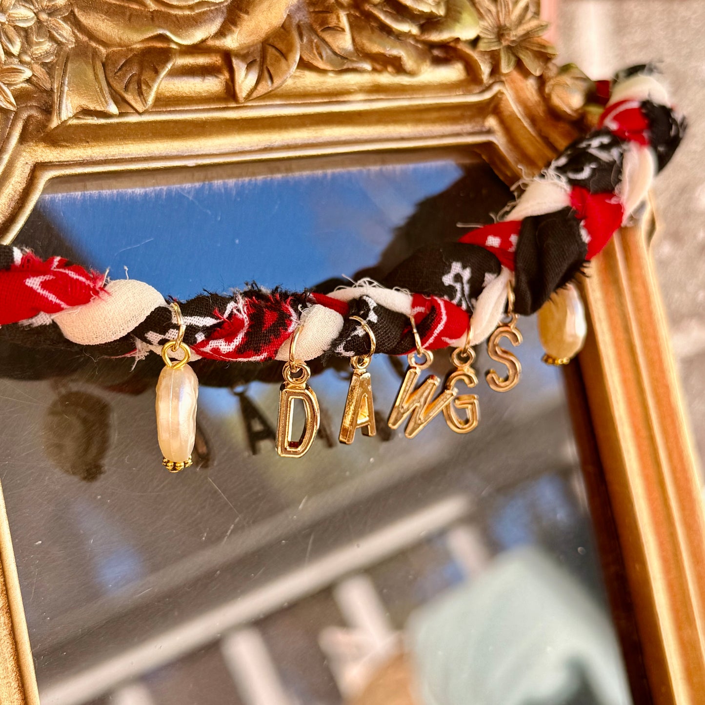 Braided Pearl DAWGS Bandana Necklace