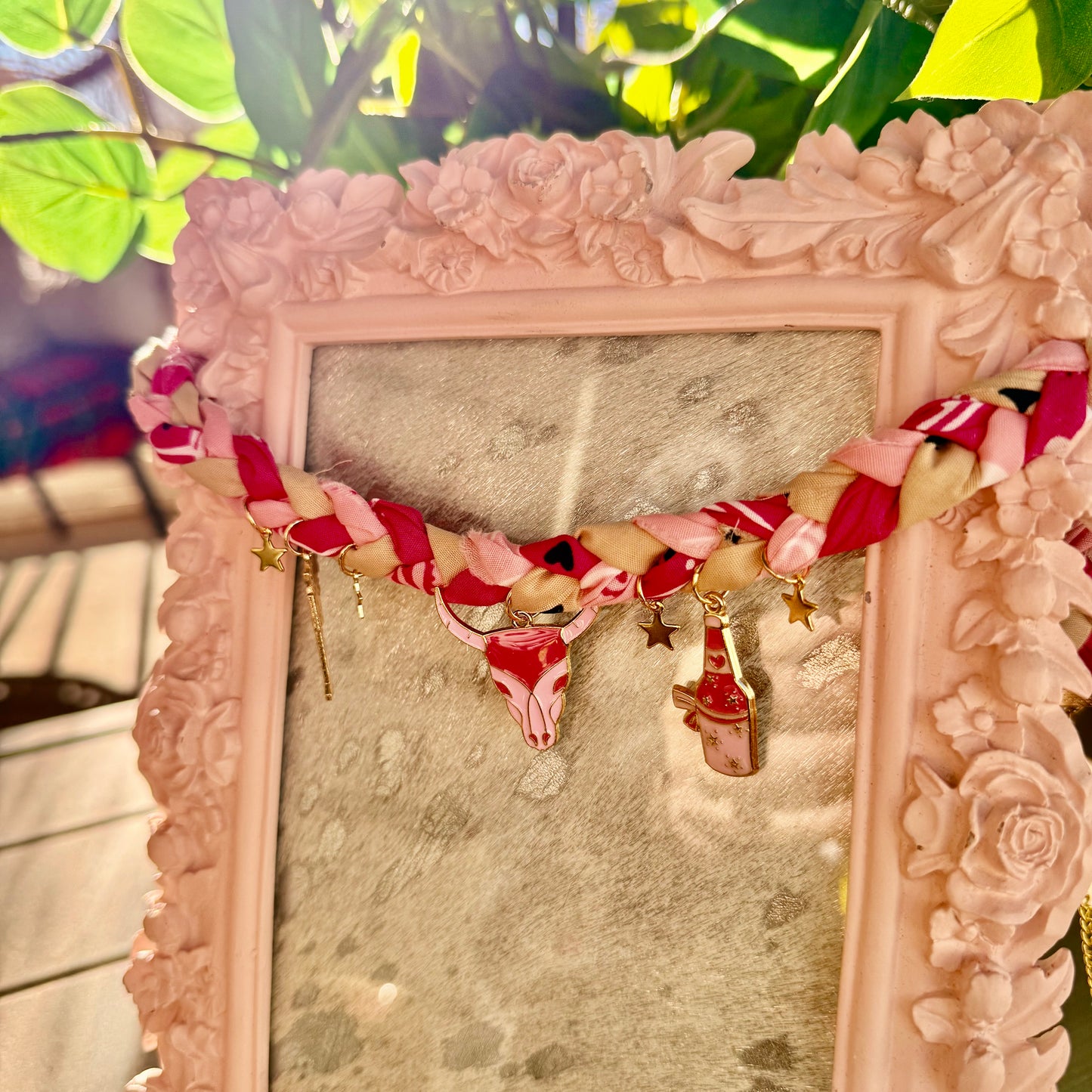 Braided Pink Cowgirl Bandana Necklace