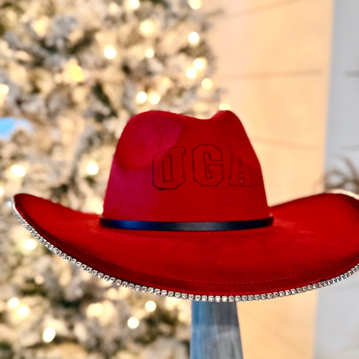 Rhinestone with fabric tear drop cowgirl hat