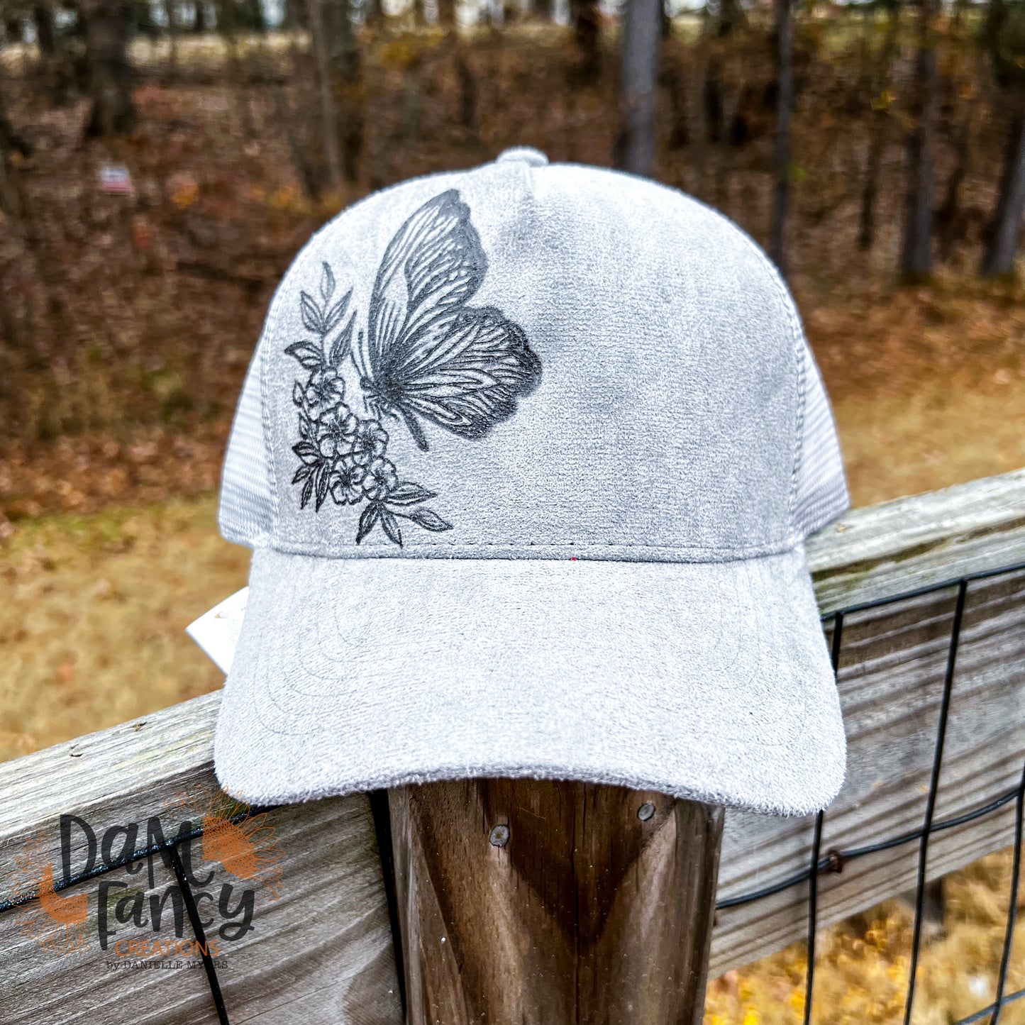 Gray Butterfly Ball Cap