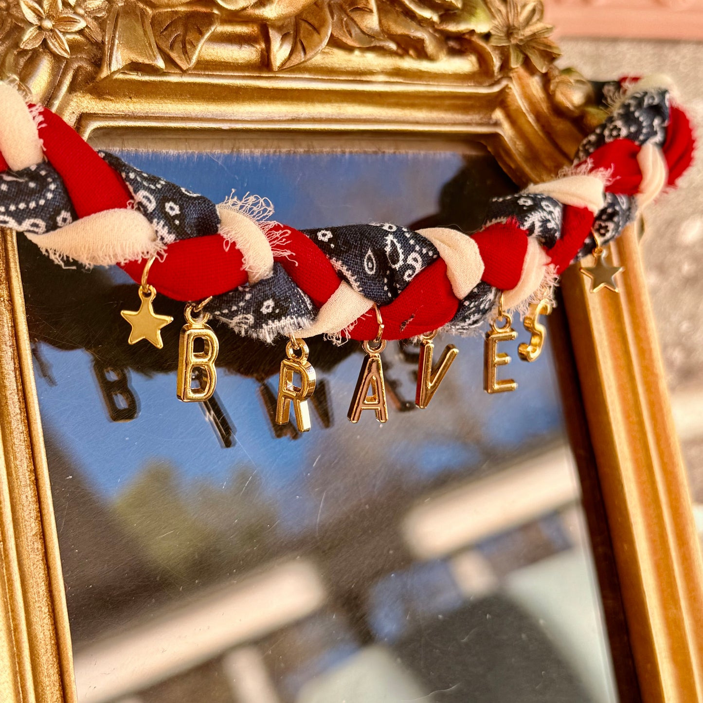 Braided Braves Bandana Necklace with  stars