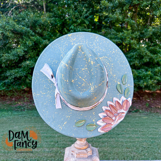 Marble Sage Floral Wide Brim