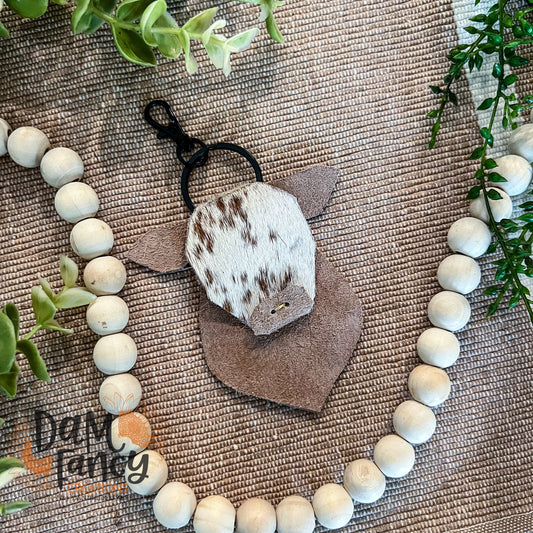 Cinnamon Cowhide Keychain