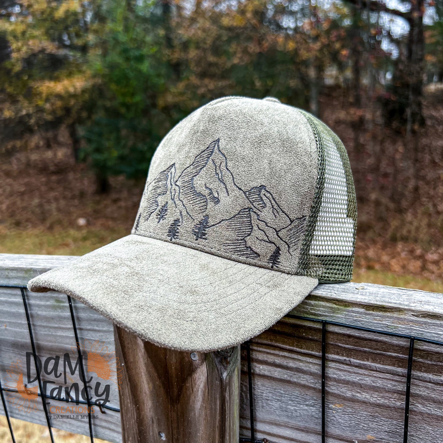 Olive- Mountains Ball Cap