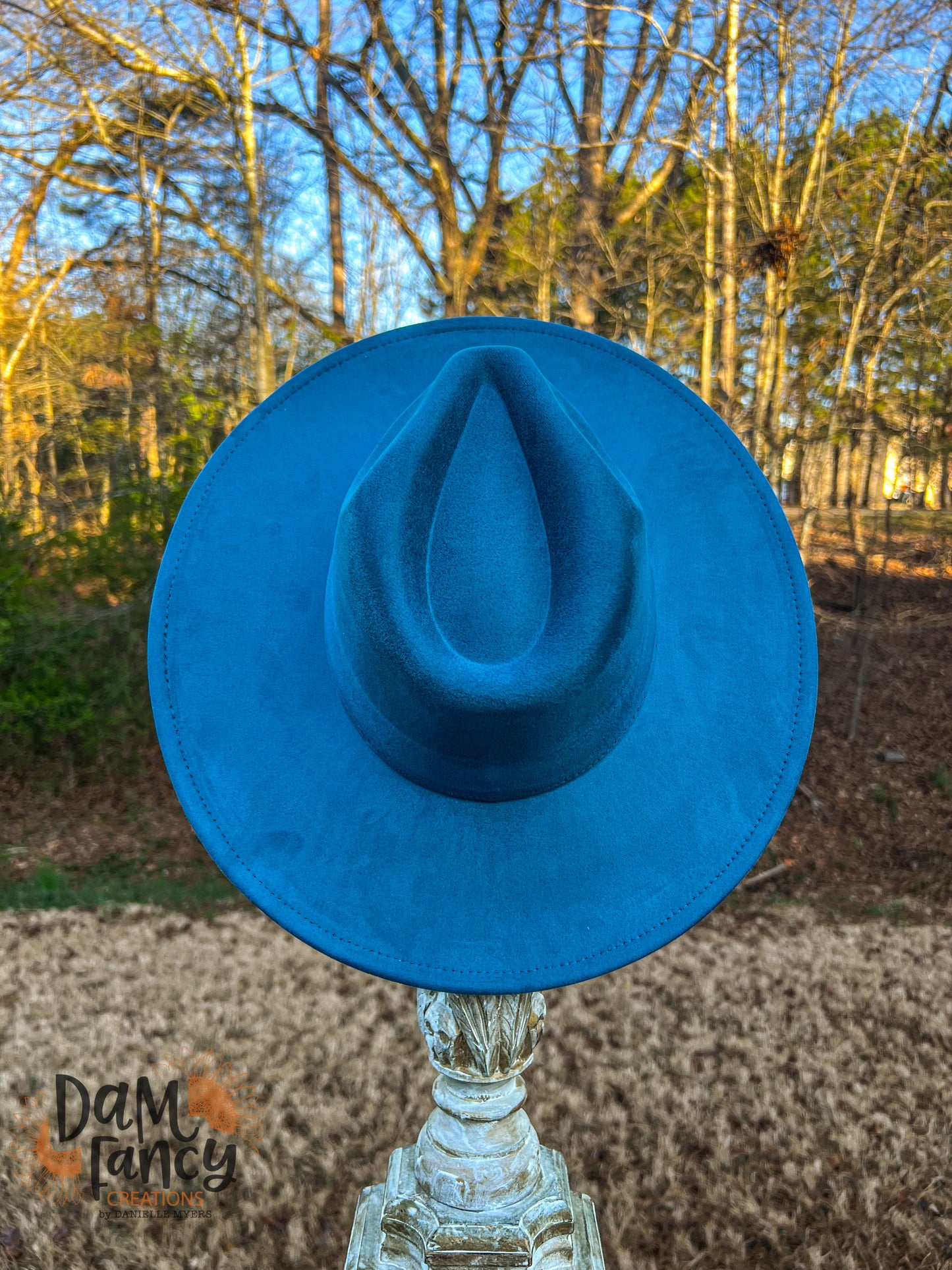 Dark Teal Wide Brim Polyester Hat