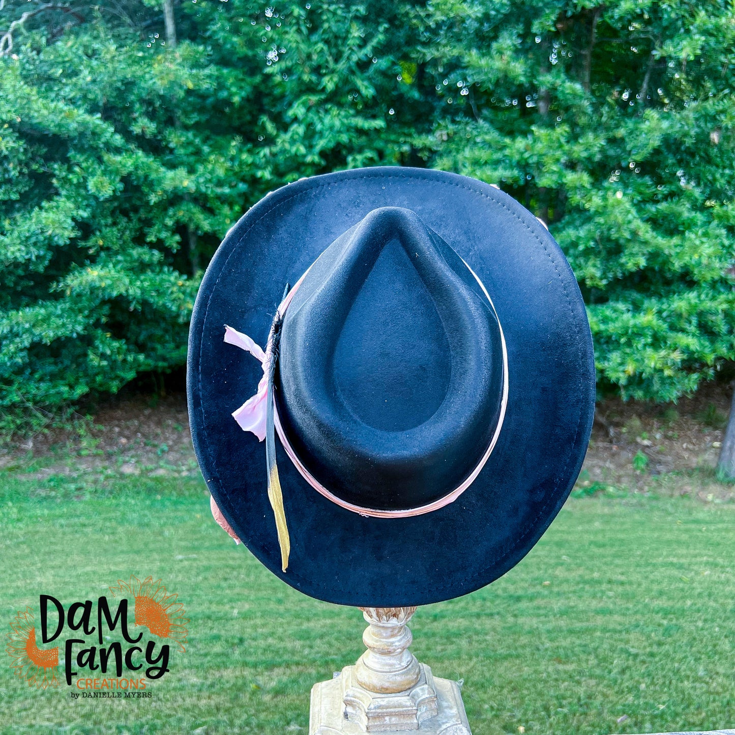 Black & Neutral 3D Flower Cowboy Hat