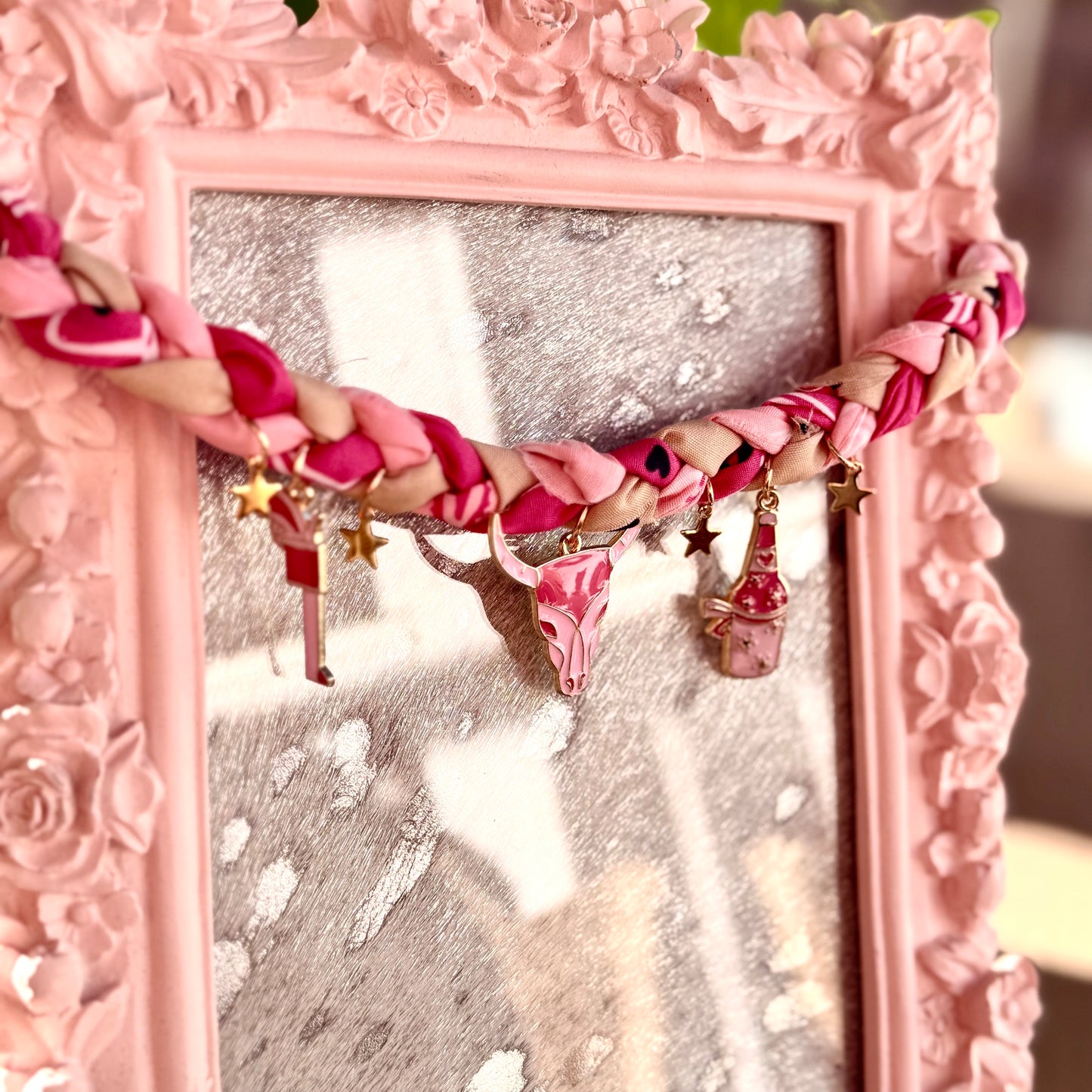 Braided Pink Cowgirl Bandana Necklace