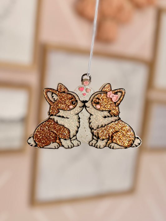 Kissing Corgis - Car Freshie