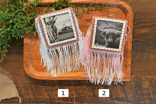 Pink Highland Cow- Car Freshie