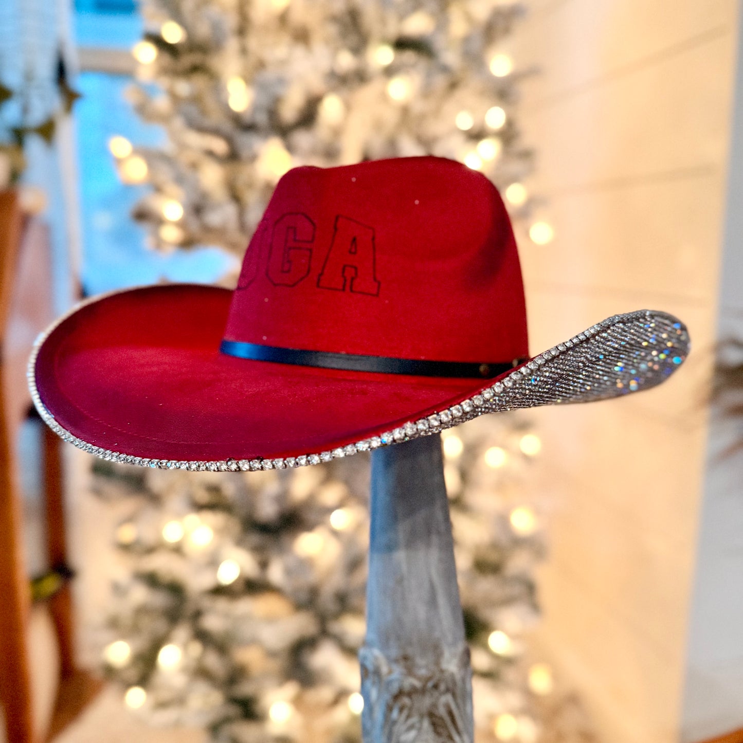Rhinestone with fabric tear drop cowgirl hat