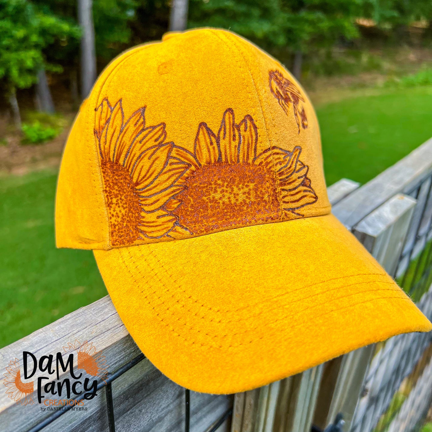 Sunflowers and honey bee ball cap