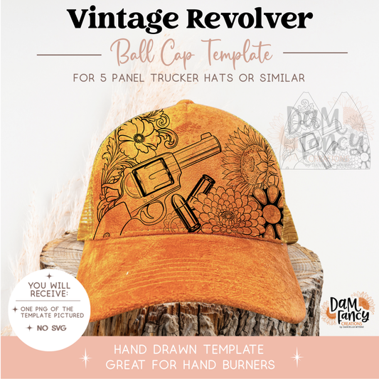 Vintage Revolver Trucker Hat Template