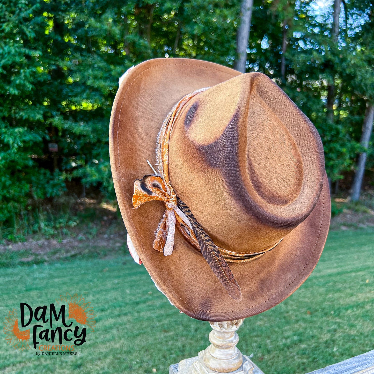 Neutral 3D Flower Cowboy Hat- Mustard Band