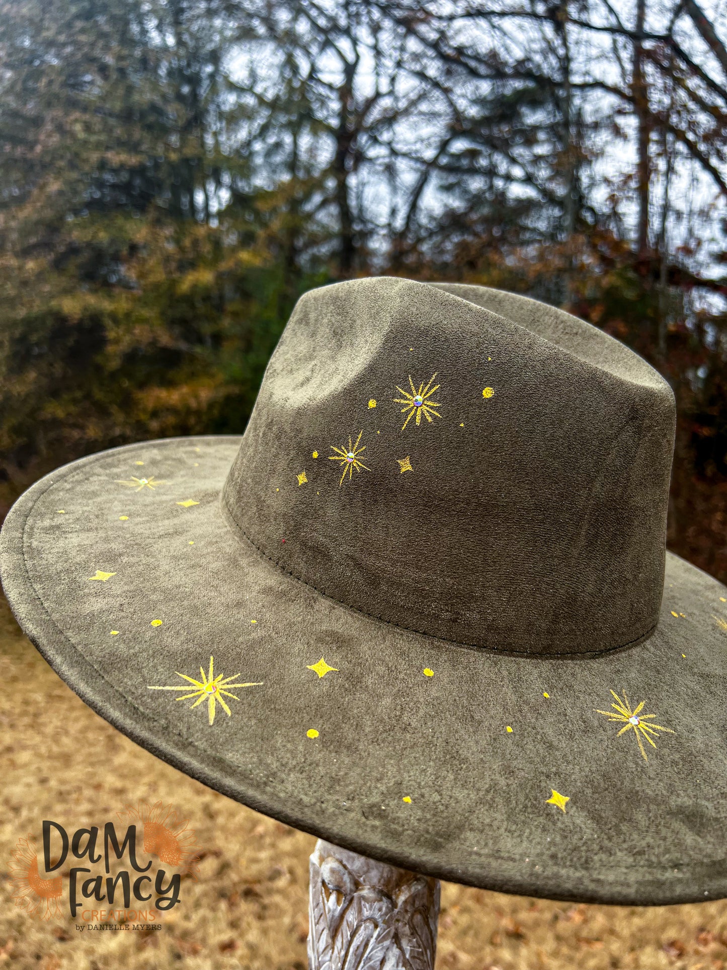 Black- Starry Night Wide Brim Hat