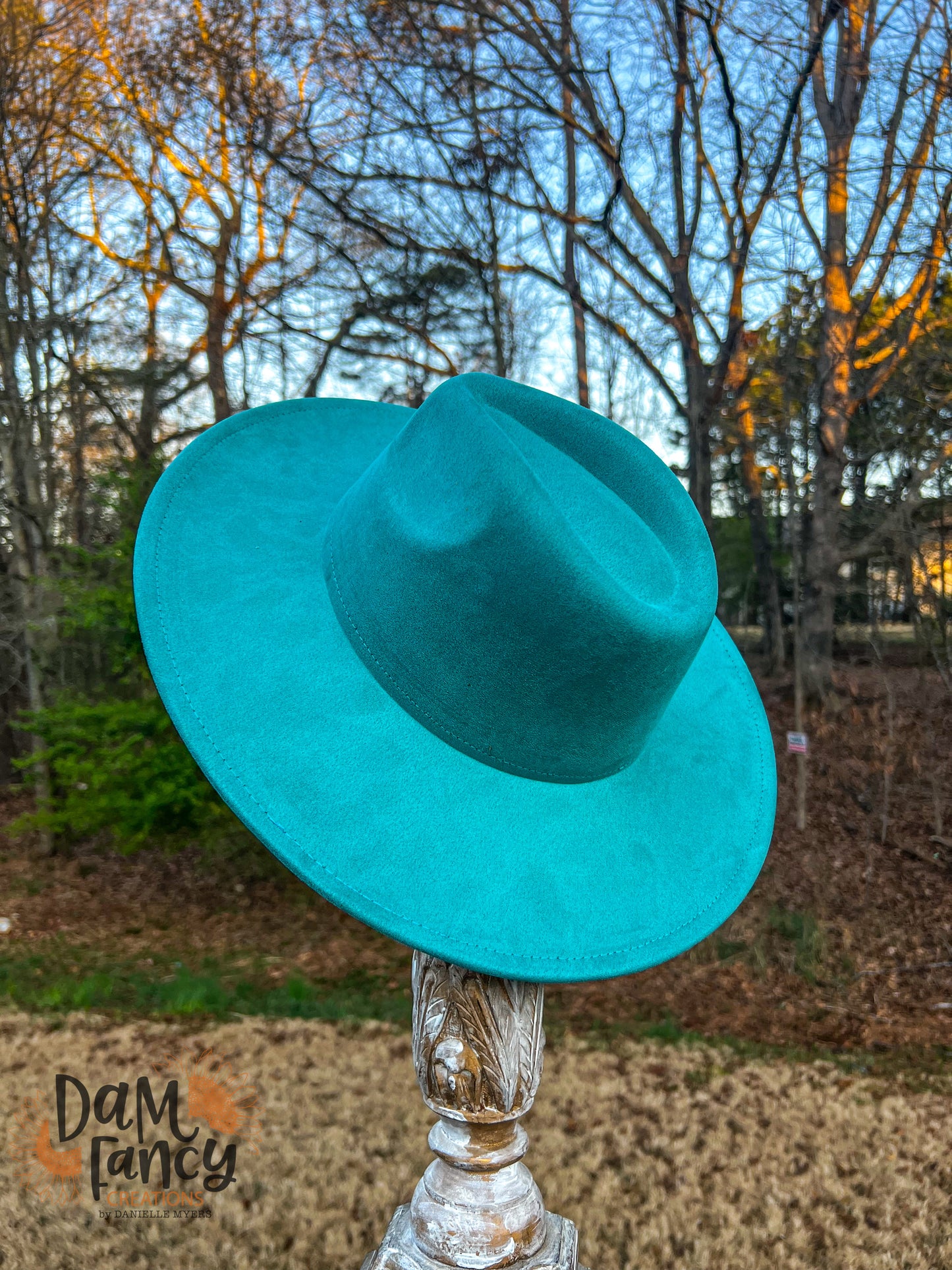 Light Teal Wide Brim Polyester Hat