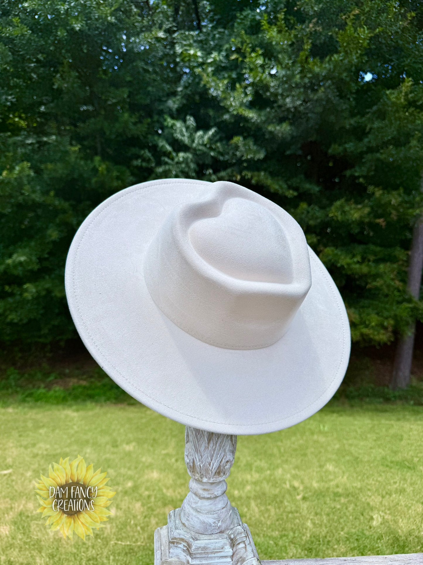 Cream Heart Wide Brim