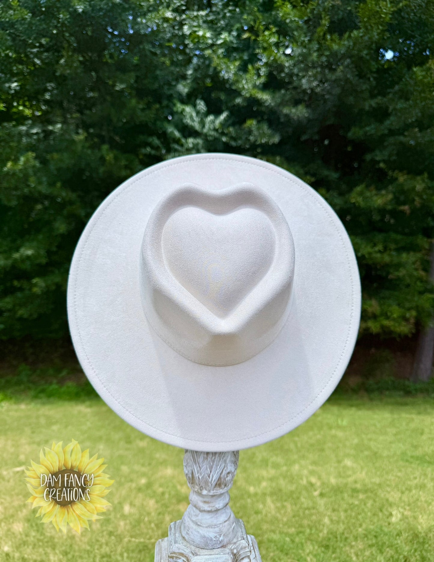 Cream Heart Wide Brim