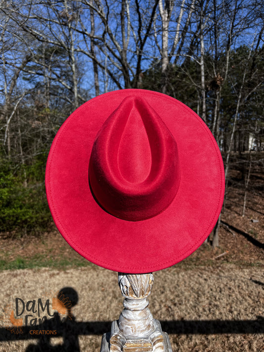 Classic Red  Wide Brim Polyester Hat