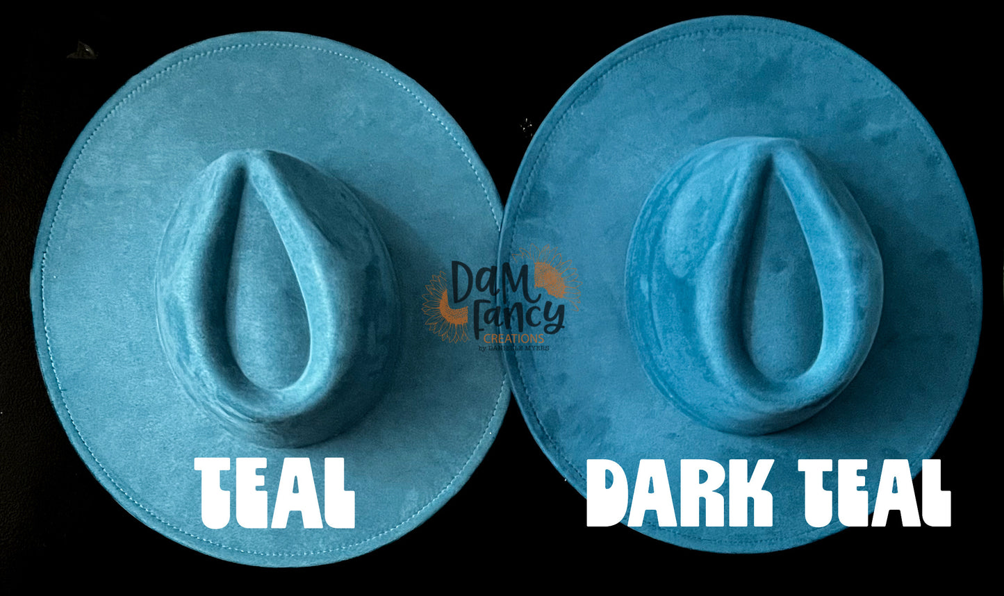 Dark Teal Wide Brim Polyester Hat