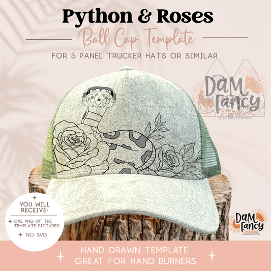 Python & Roses Trucker Hat Template