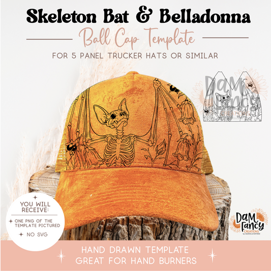 Skeleton Bat & Belladonna Trucker Hat Template