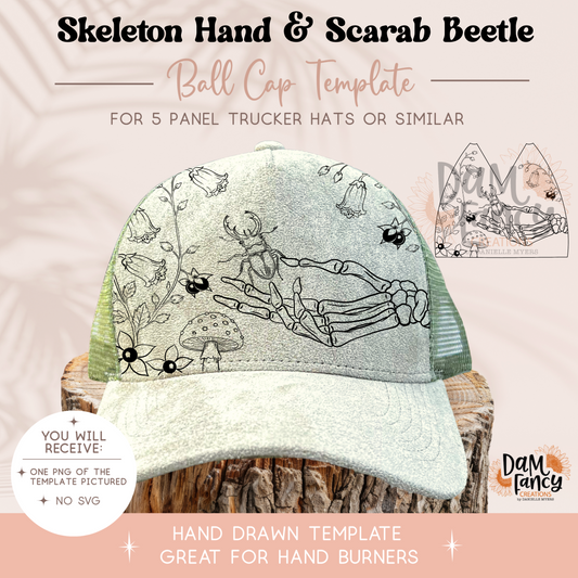 Skeleton Hand & Scarab Beetle Trucker Hat Template