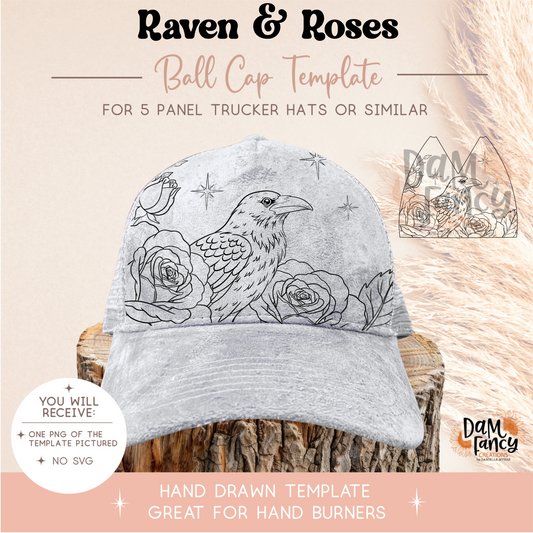 Raven & Roses Trucker Hat Template