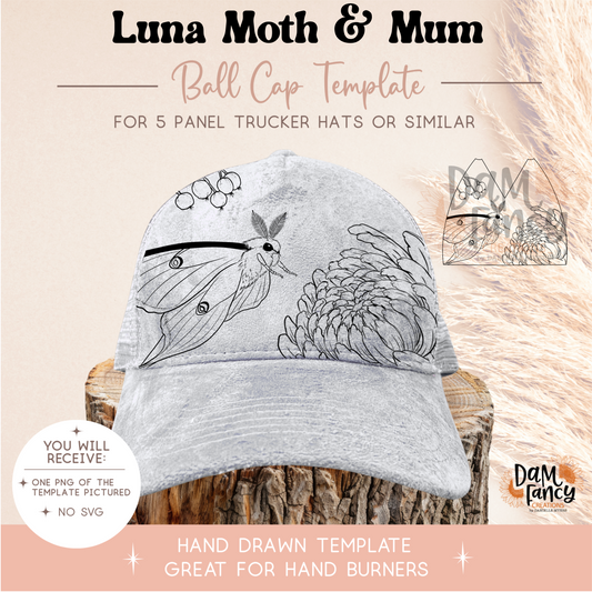 Luna Moth & Mum Trucker Hat Template