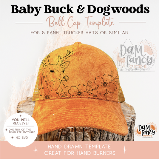 Baby Buck & Dogwoods Trucker Hat Template