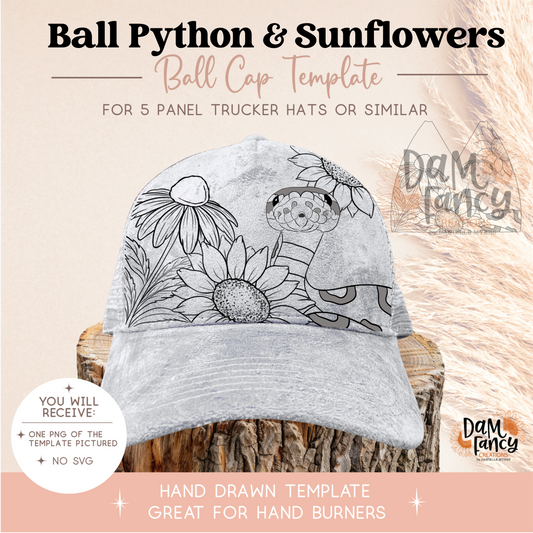 Ball Python & Sunflowers Trucker Hat Template