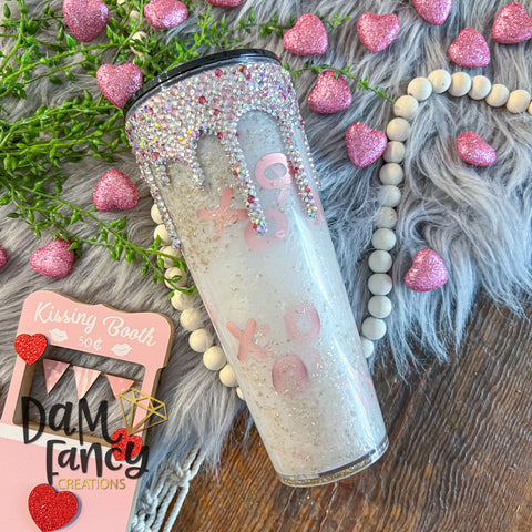 Large confetti with bling drip tumbler