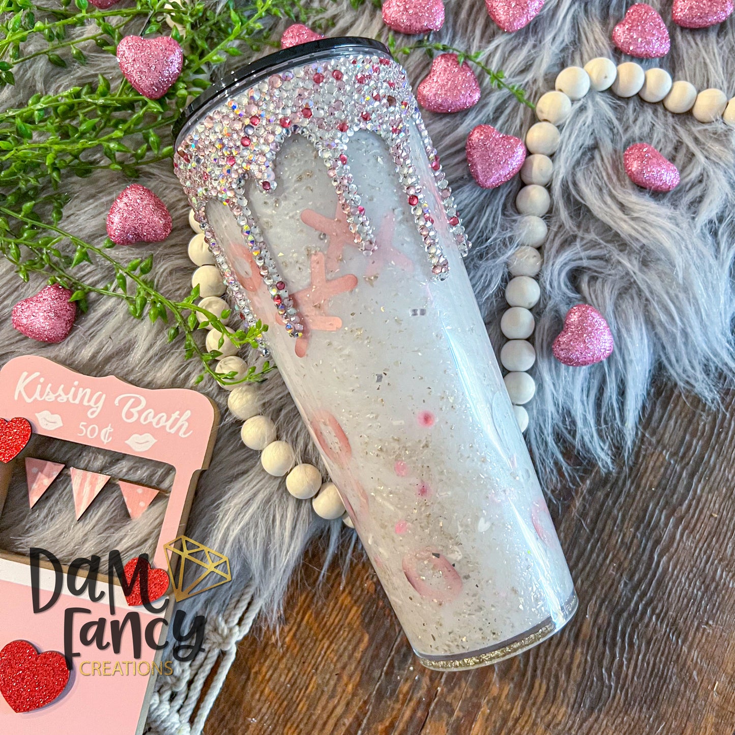 Large confetti with bling drip tumbler