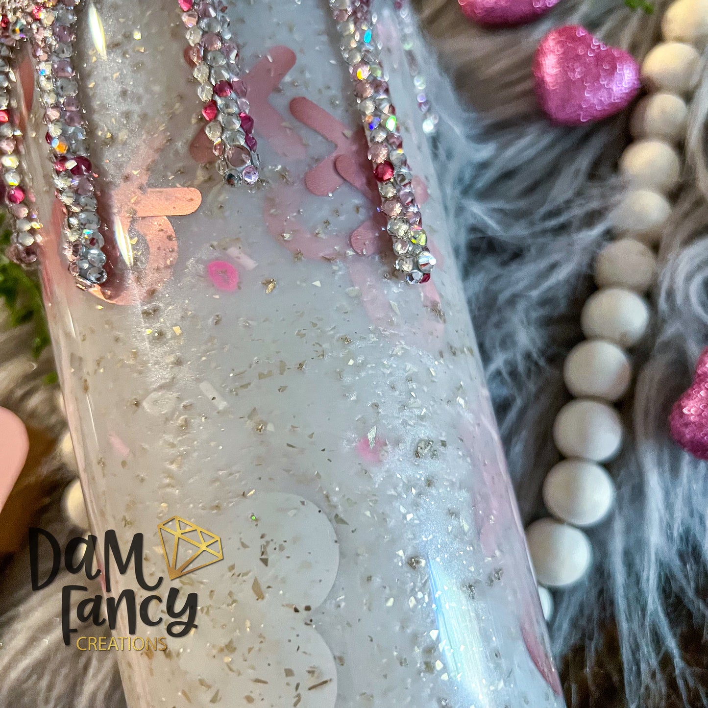 Large confetti with bling drip tumbler