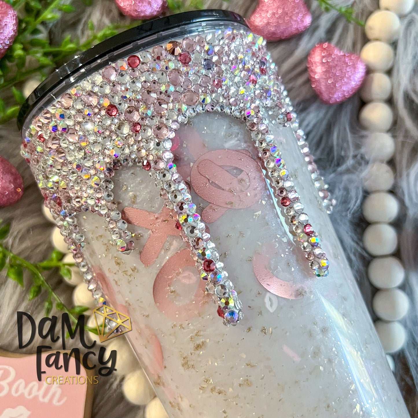 Large confetti with bling drip tumbler