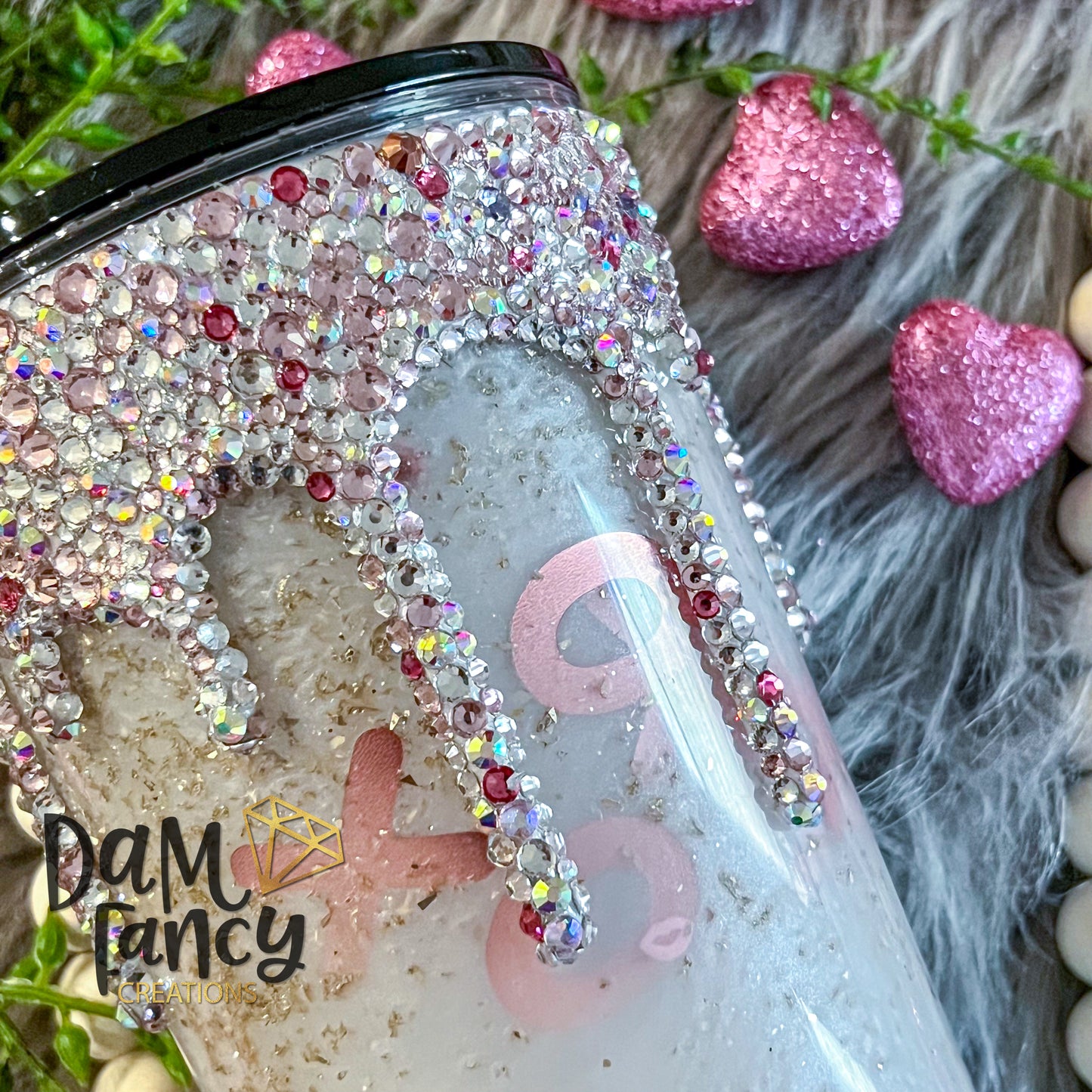 Large confetti with bling drip tumbler